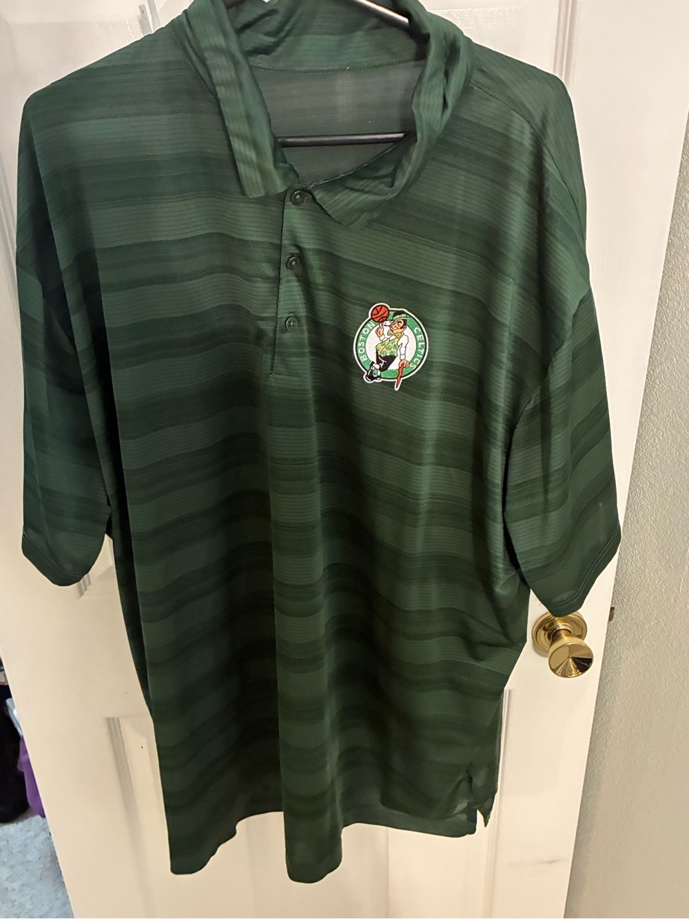 Men's Boston Celtics Striped Polo Shirt